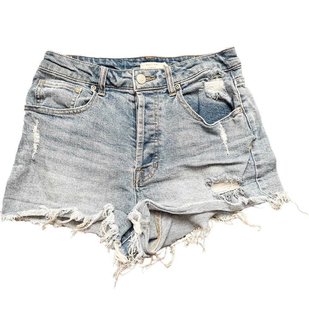 Harper Heritage Size 26 Button Fly High Rise Distressed Raw Hem Cut Off Shorts